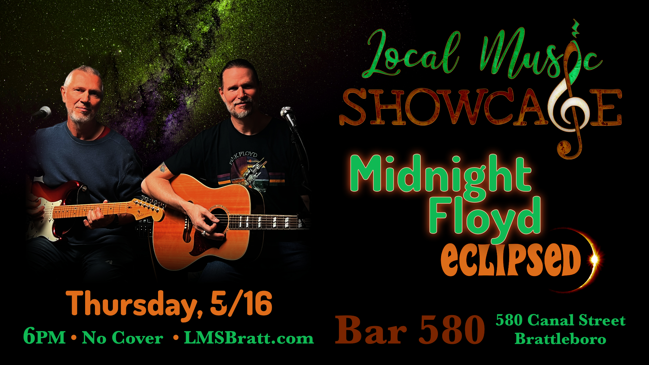 Local Music Showcase, Midnight Floyd Eclipsed, Live Music, Brattleboro, Vermont, Donald McCullough