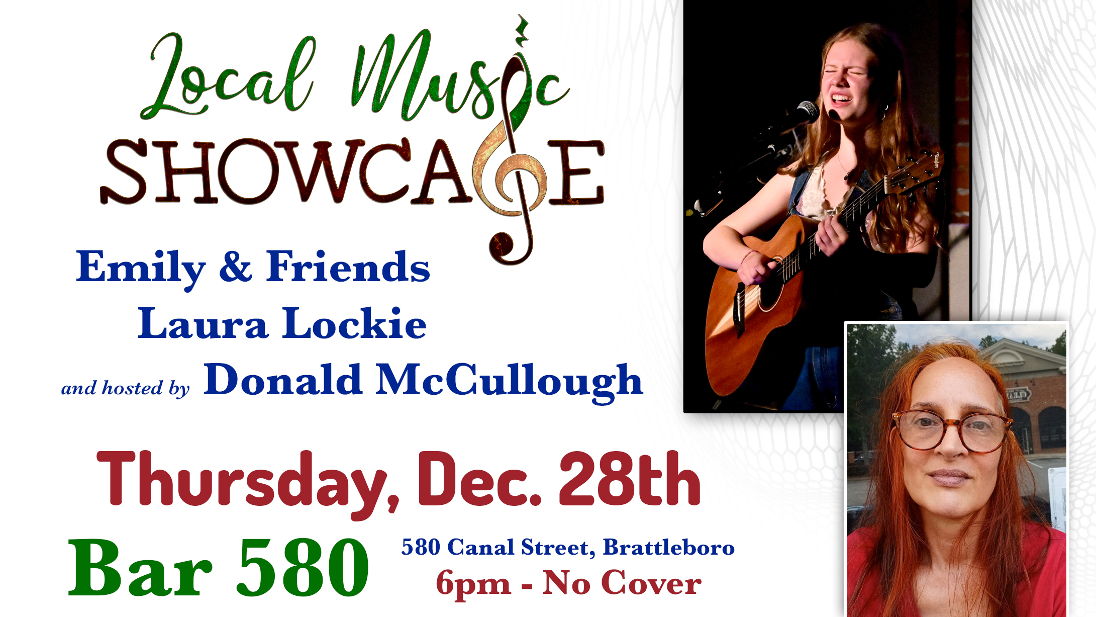 Local Music Showcase, Emily Margaret, Laura Lockie, Live Music, Bar 580, Brattleboro, Vermont