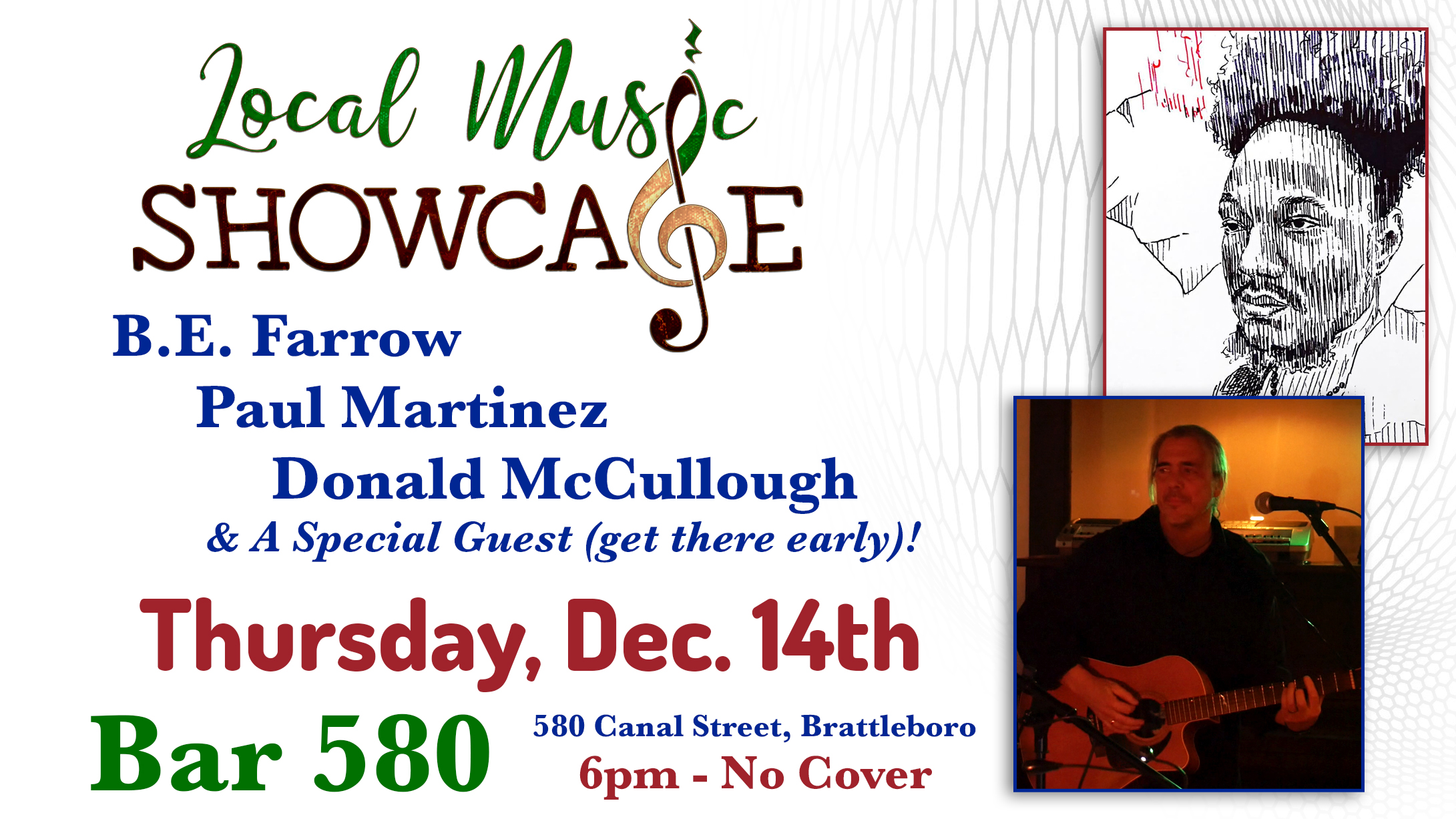 Local Music Showcase, BE Farrow, Paul Martinez, Live Music, Brattleboro, Vermont