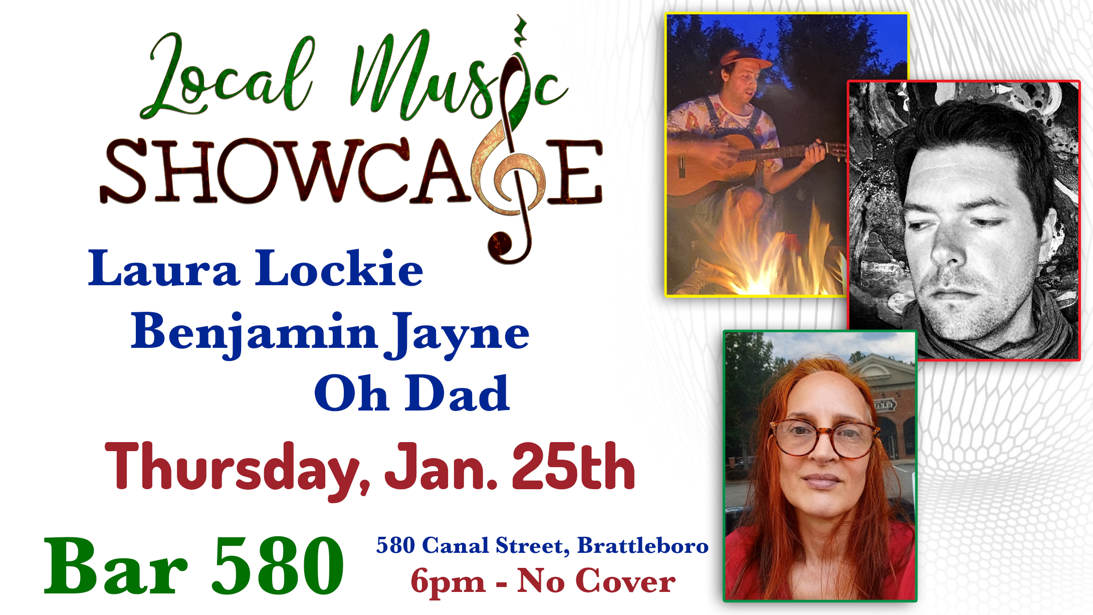 Local Music Showcase, Brattleboro, Vermont, Live Music, Bar 580, Laura Lockie, Benjamin Jayne, Oh Dad