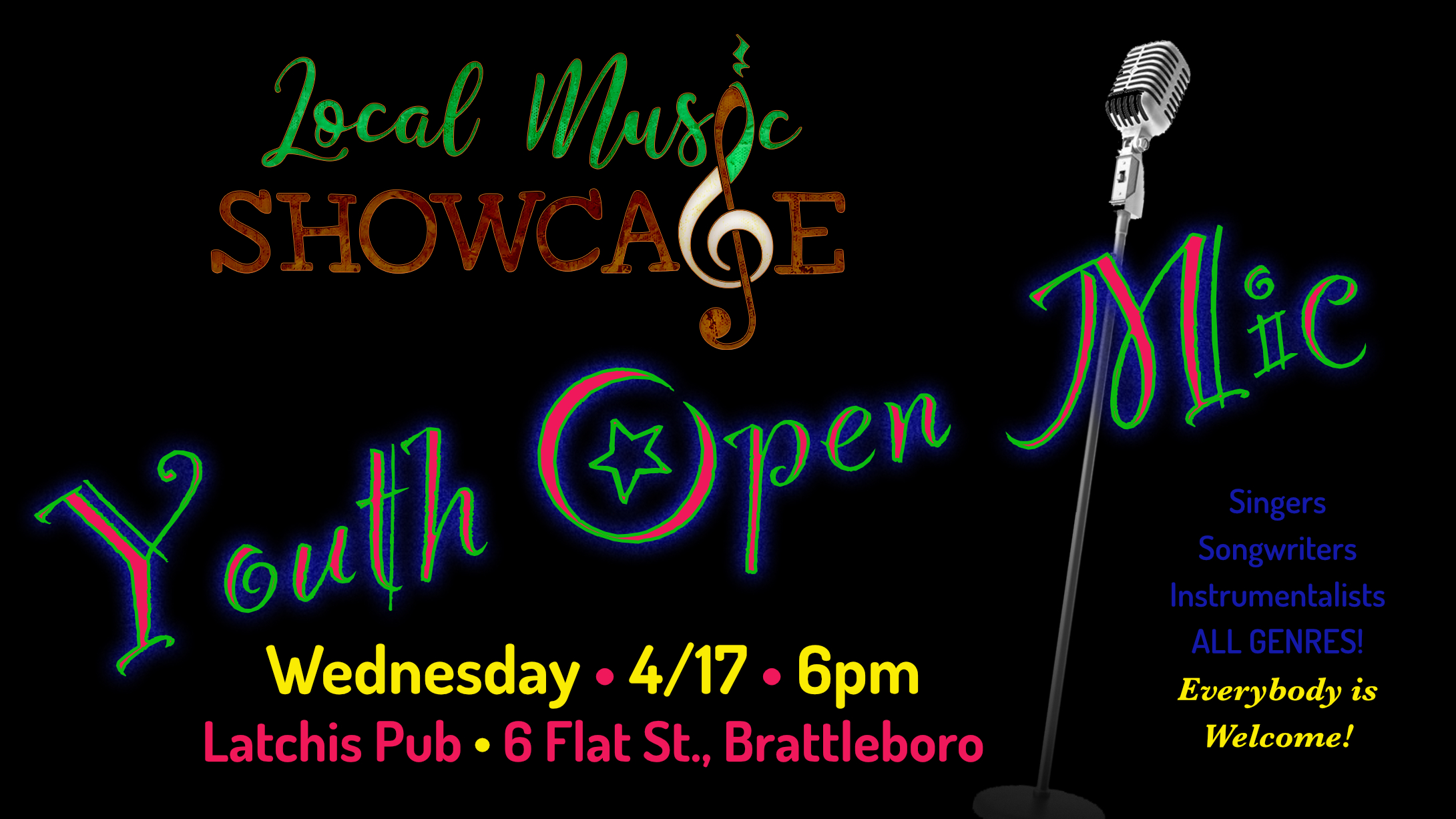 Local Music Showcase, Live Music, Brattleboro, Vermont, Youth, Teen, Open Mic