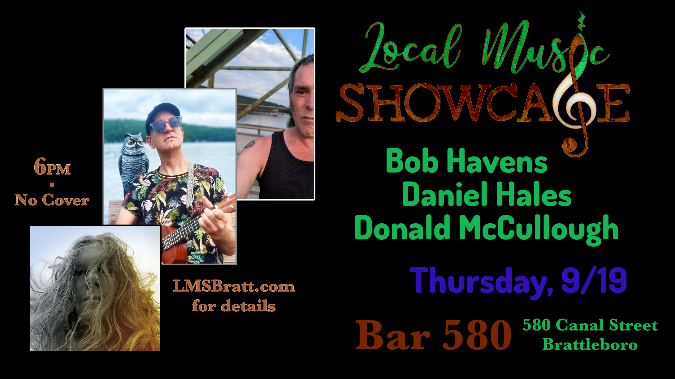 Local Music SHowcase, Live Music, Brattleboro, Vermont, Bob Havens, Daniel Hales, Donald McCullough