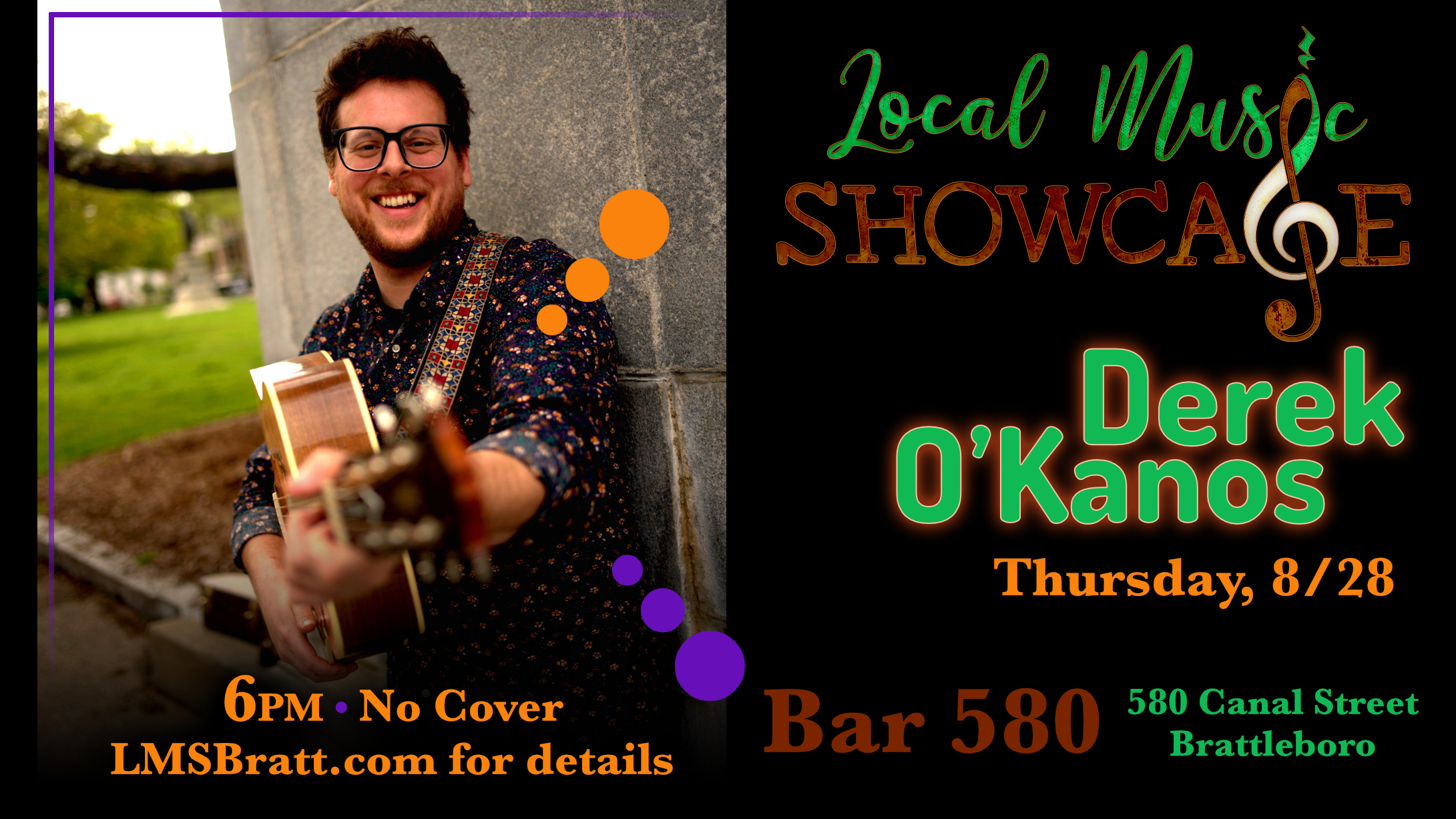 Local Music Showcase, Live Music, Brattleboro, Vermont, Derek O'Kanos, Donald McCullough, Bar 580