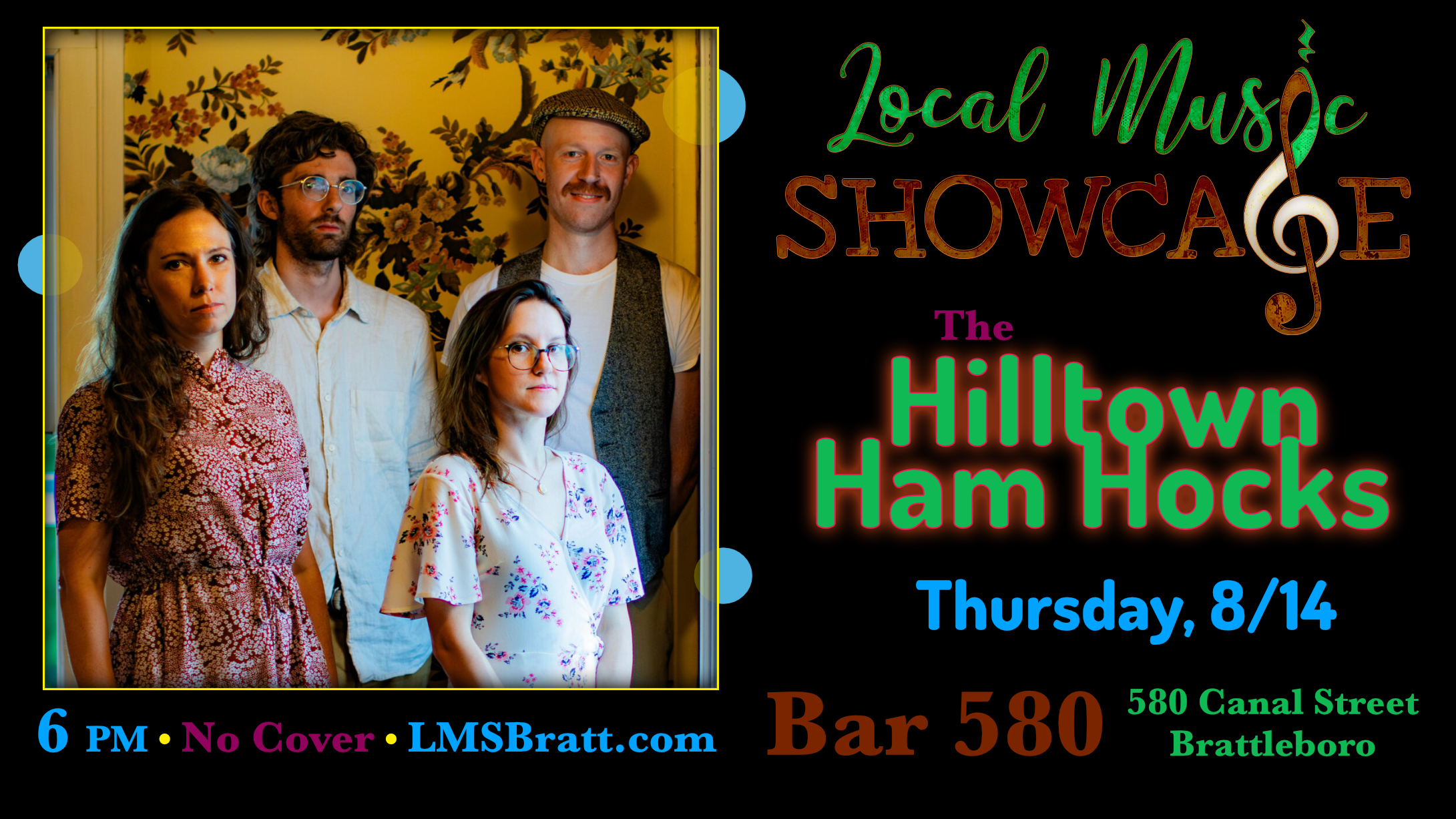 Local Music Showcase, Live Music, Brattleboro, Vermont, Hilltown Ham Hocks, Donald McCullough, Bar 580