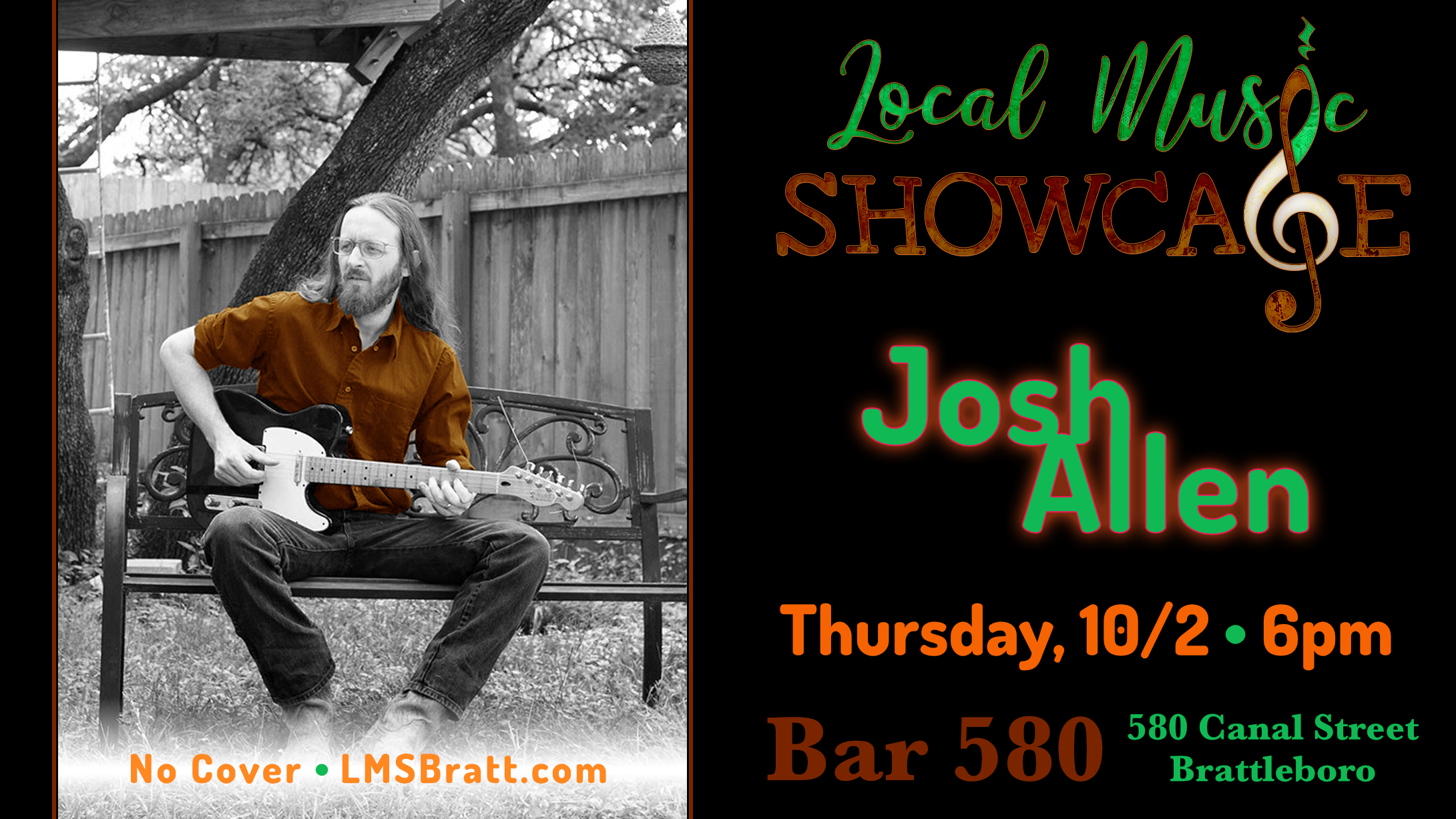 Local Music Showcase, Live Music, Brattleboro, Vermont, Josh Allen, Donald McCullough, Bar 580