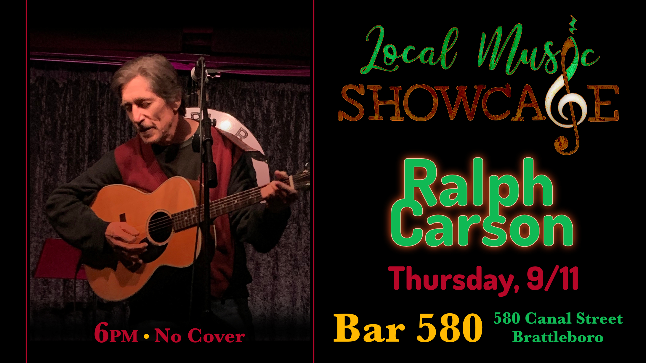 Local Music Showcase, Live Music, Brattleboro, Vermont, Ralph Carson, Donald McCullough, Bar 580
