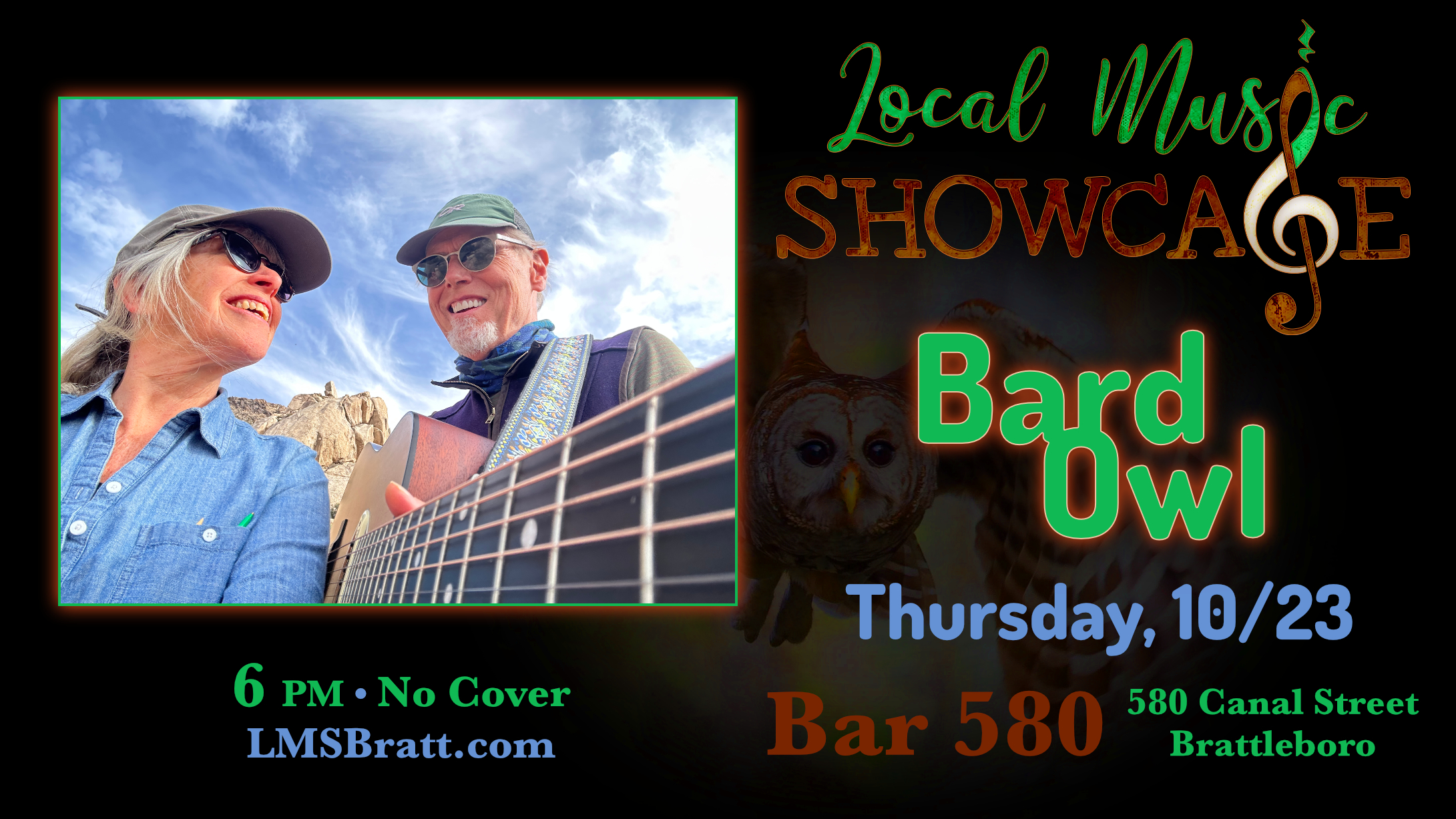 Local Music Showcase, Live Music, Brattleboro, Vermont, Bard Owl, Donald McCullough, Bar 580