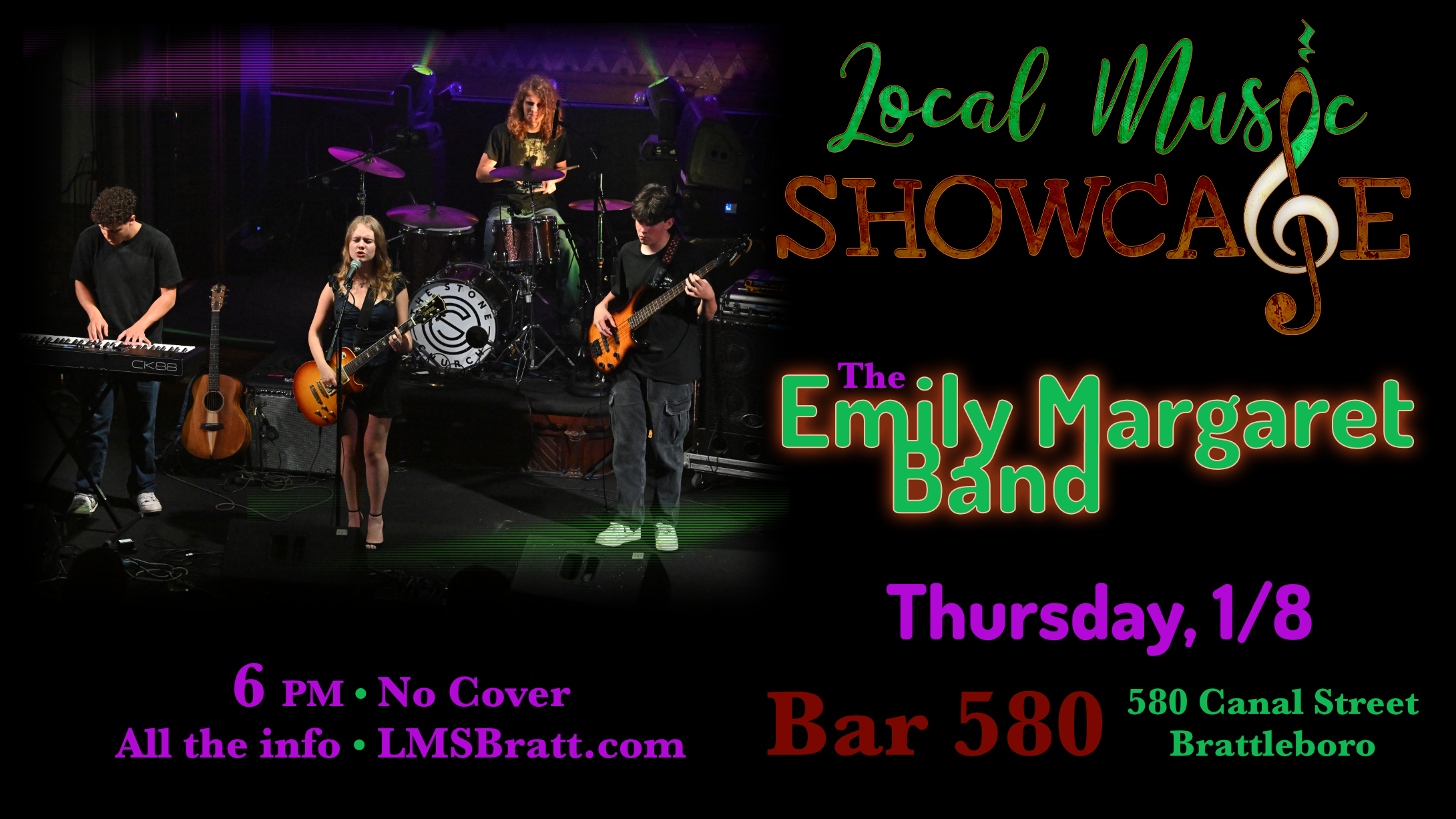Local Music Showcase, Live Music, Brattleboro, Vermont, Emily Margaret Band, Emily Margaret Matthew-Muller, Donald McCullough, Bar 580