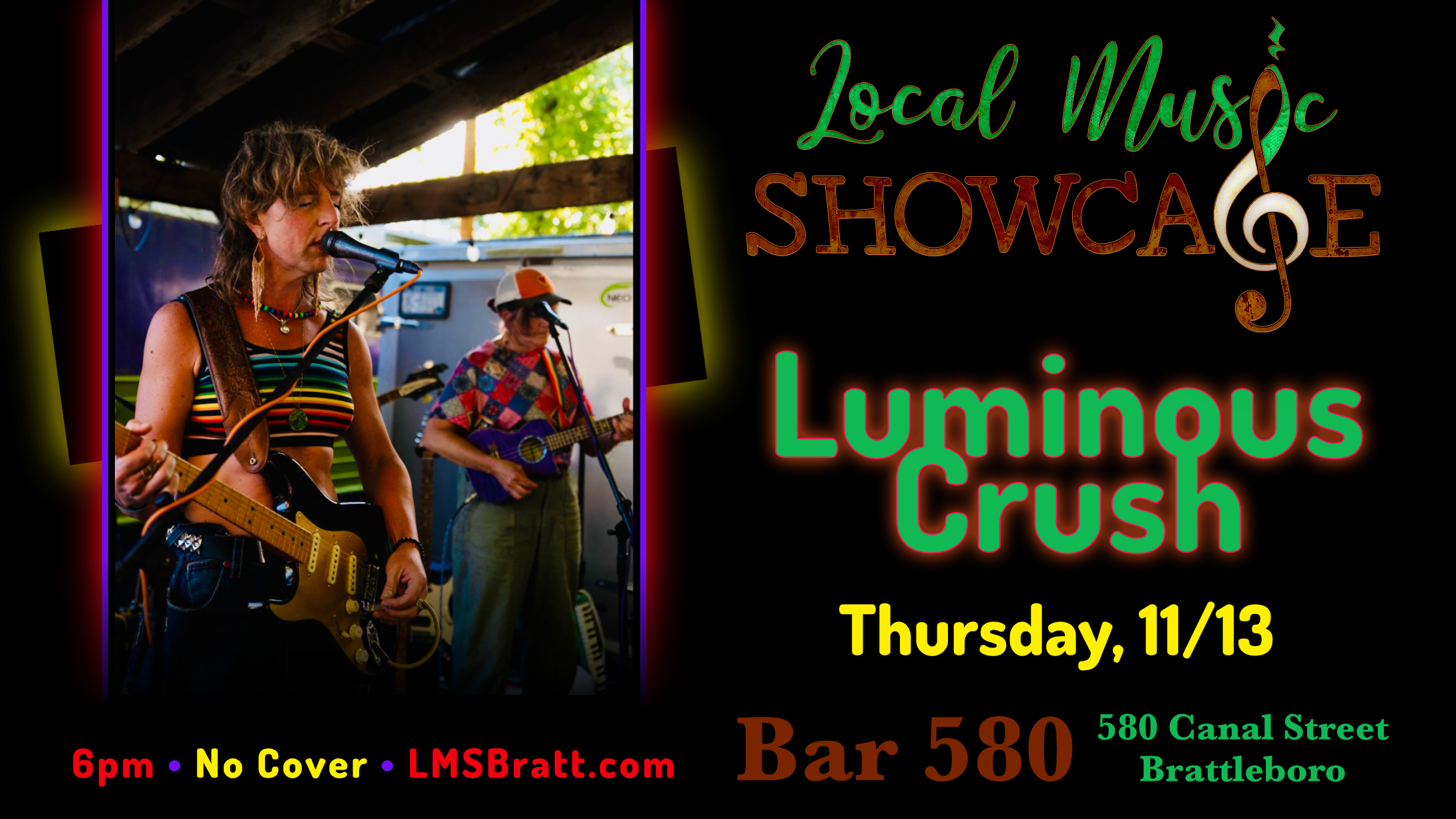 Local Music Showcasse, Live Music, Brattleboro, Vermont, Luminous Crush, Donald McCullough, Bar 580