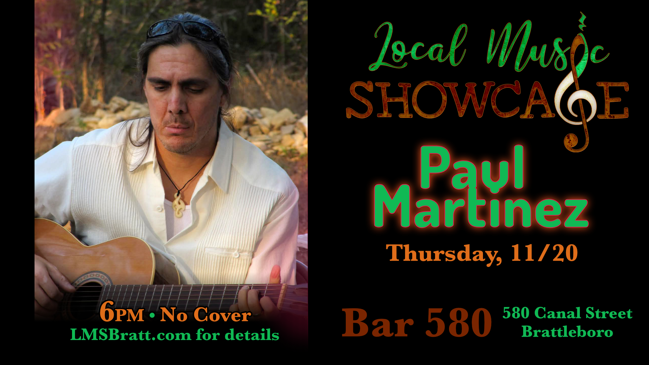 Local Music Showcase, Live Music, Brattleboro, Vermont, Paul Martinez, Donald McCullough, Bar 580