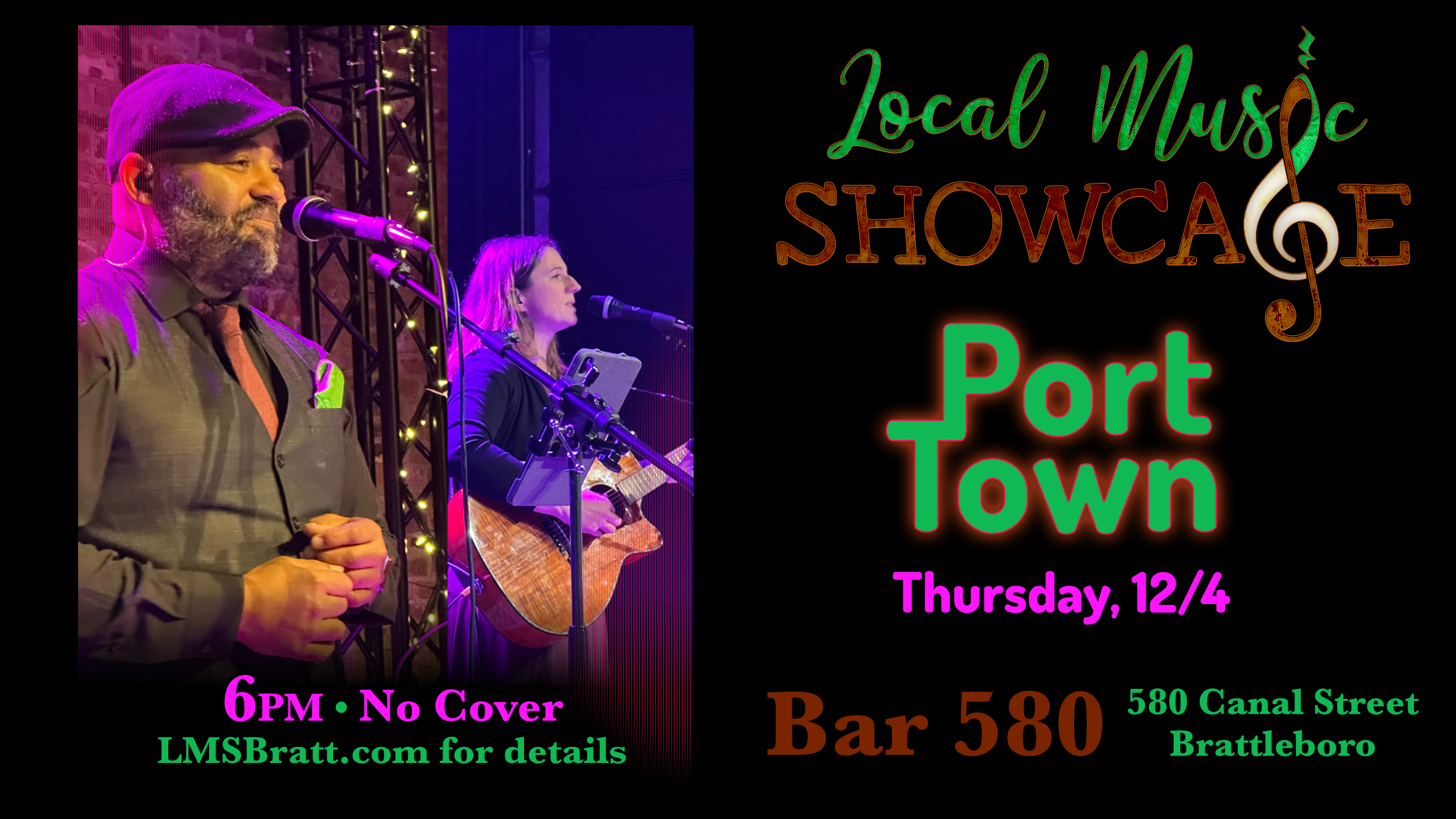 Local Music Showcase, Live Music, Brattleboro, Vermont, Port Town, Donald McCullough, Bar 580