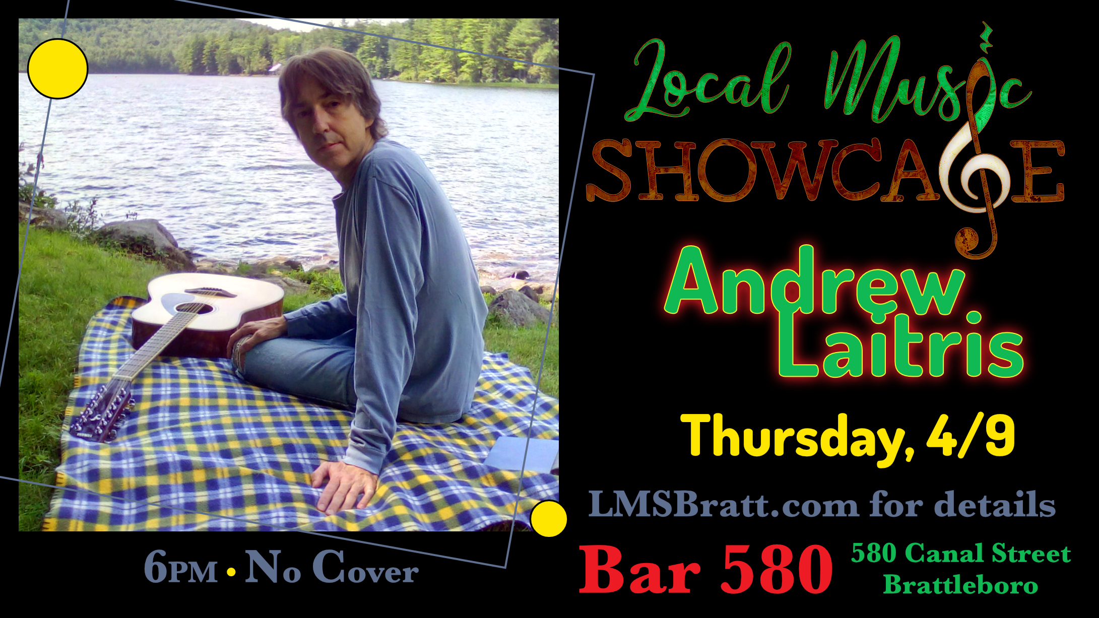 Local Music Showcase, Live Music, Brattleboro, Vermont, Andrew Laitres, Donald McCullough, Bar 580