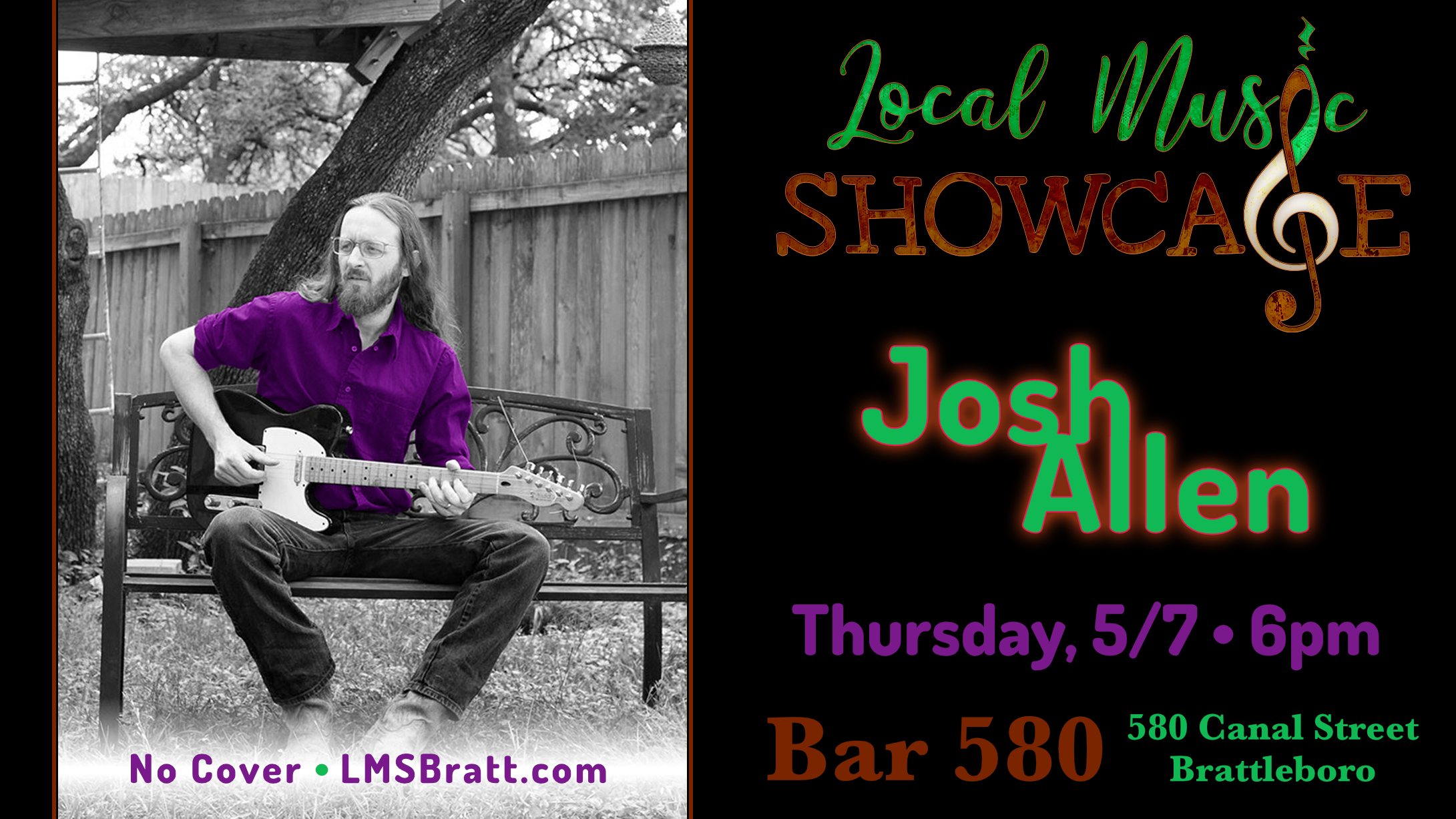 Local Music Showcase, Live Music, Brattleboro, Vermont, Josh Allen, Donald McCullough, Bar 580