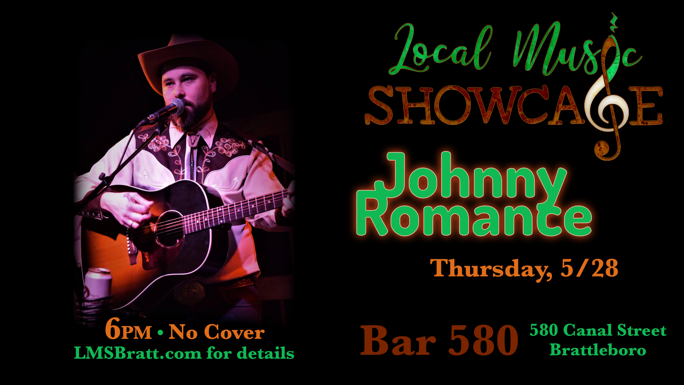 Local Music Showcase, Live Music, Brattleboro, Vermont, Johnny Romance, Ed Thanhouser, Donald McCullough, Bar 580