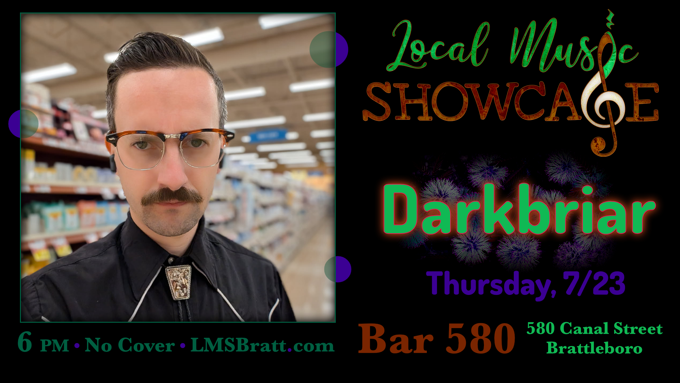Local Music Showcase, Live Music, Brattleboro, Vermont, Darkbriar, Ben Wiener, Donald McCullough, Bar 580