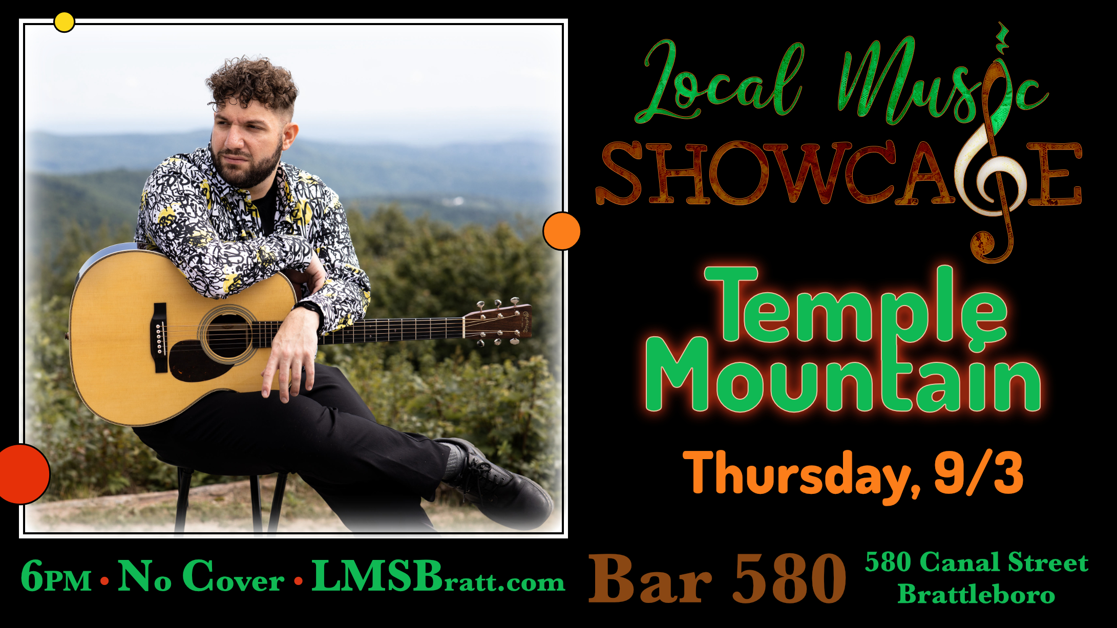 Local Music Showcase, Live Music, Brattleboro, Vermont, Temple Mountain, Donald McCullough, Bar 580
