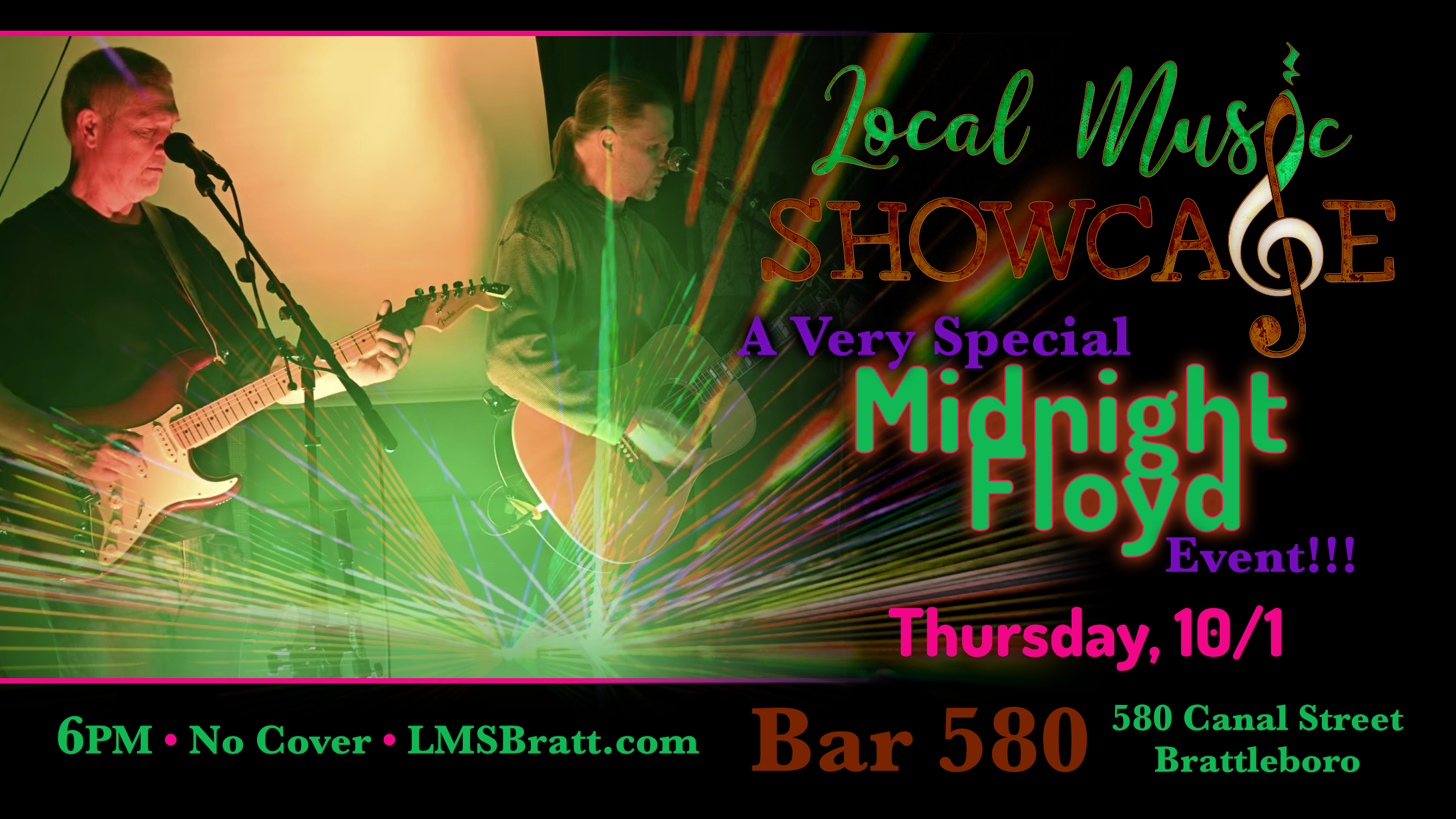 Local Music Showcase, Live Music, Brattleboro, Vermont, Midnight Floyd, Donald McCullough, Bar 580